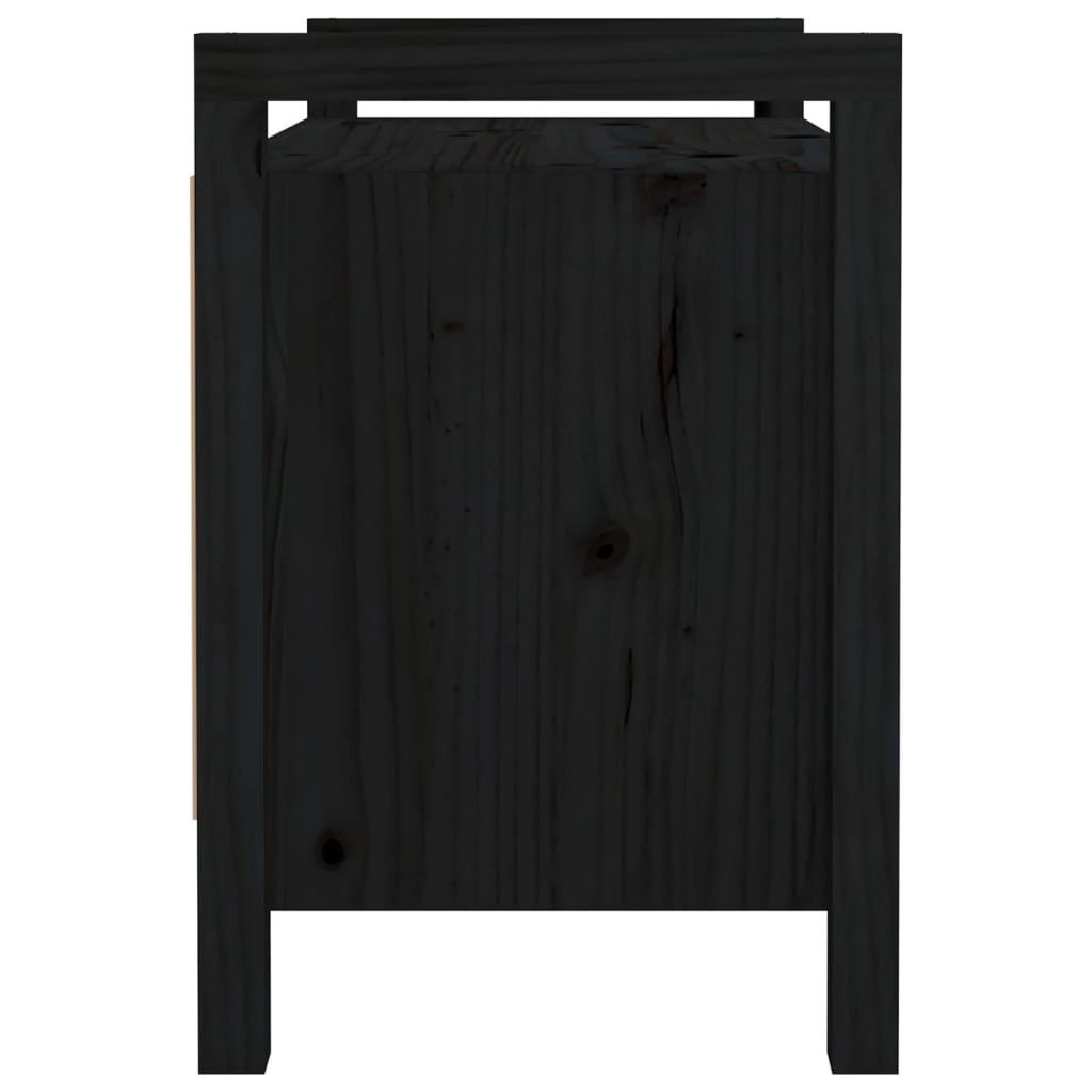 Hall Bench Black 80x40x60 cm Solid Wood Pine - OLBRIT