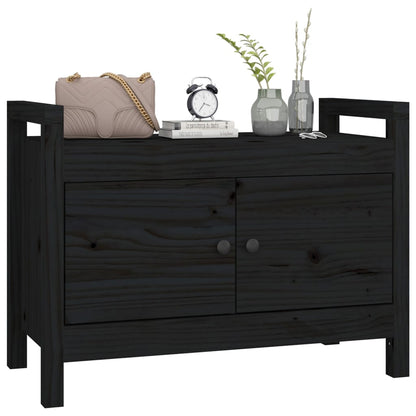 Hall Bench Black 80x40x60 cm Solid Wood Pine - OLBRIT