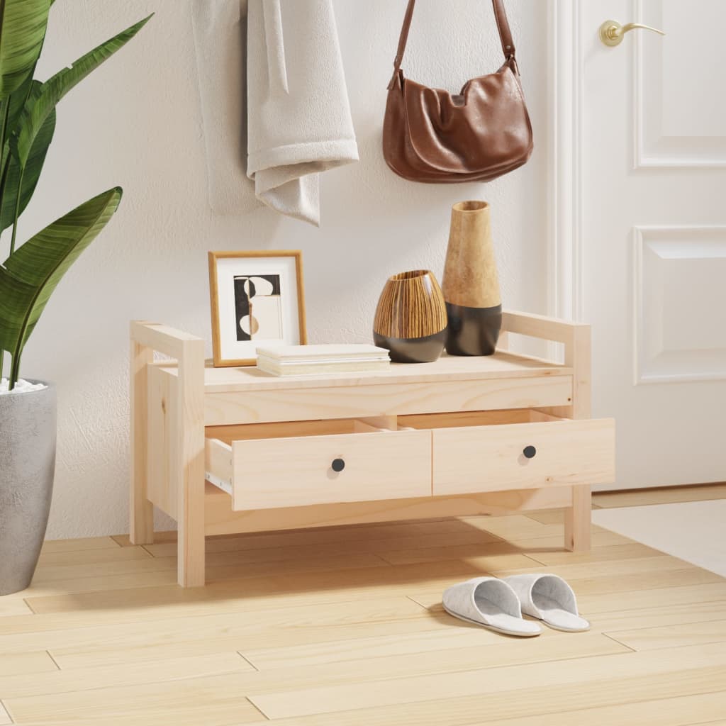 Hall Bench 80x40x43 cm Solid Wood Pine - OLBRIT