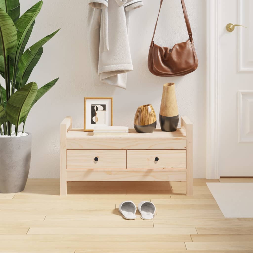 Hall Bench 80x40x43 cm Solid Wood Pine - OLBRIT