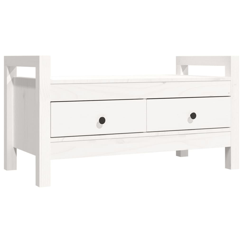 Hall Bench White 80x40x43 cm Solid Wood Pine - OLBRIT