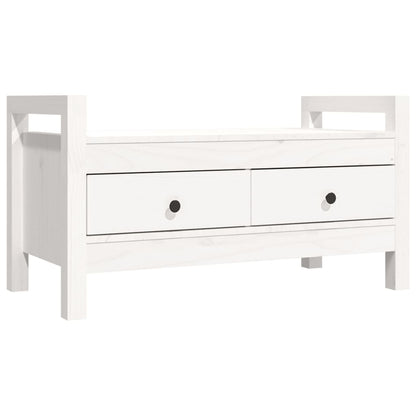 Hall Bench White 80x40x43 cm Solid Wood Pine - OLBRIT