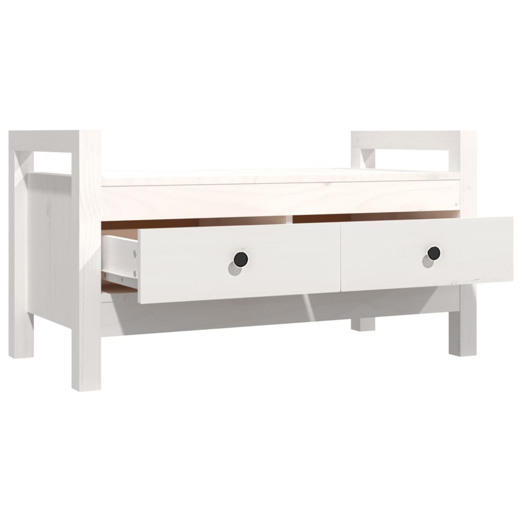 Hall Bench White 80x40x43 cm Solid Wood Pine - OLBRIT