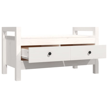 Hall Bench White 80x40x43 cm Solid Wood Pine - OLBRIT