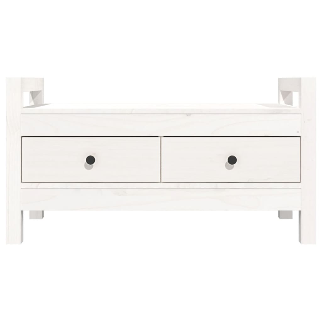 Hall Bench White 80x40x43 cm Solid Wood Pine - OLBRIT