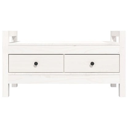 Hall Bench White 80x40x43 cm Solid Wood Pine - OLBRIT