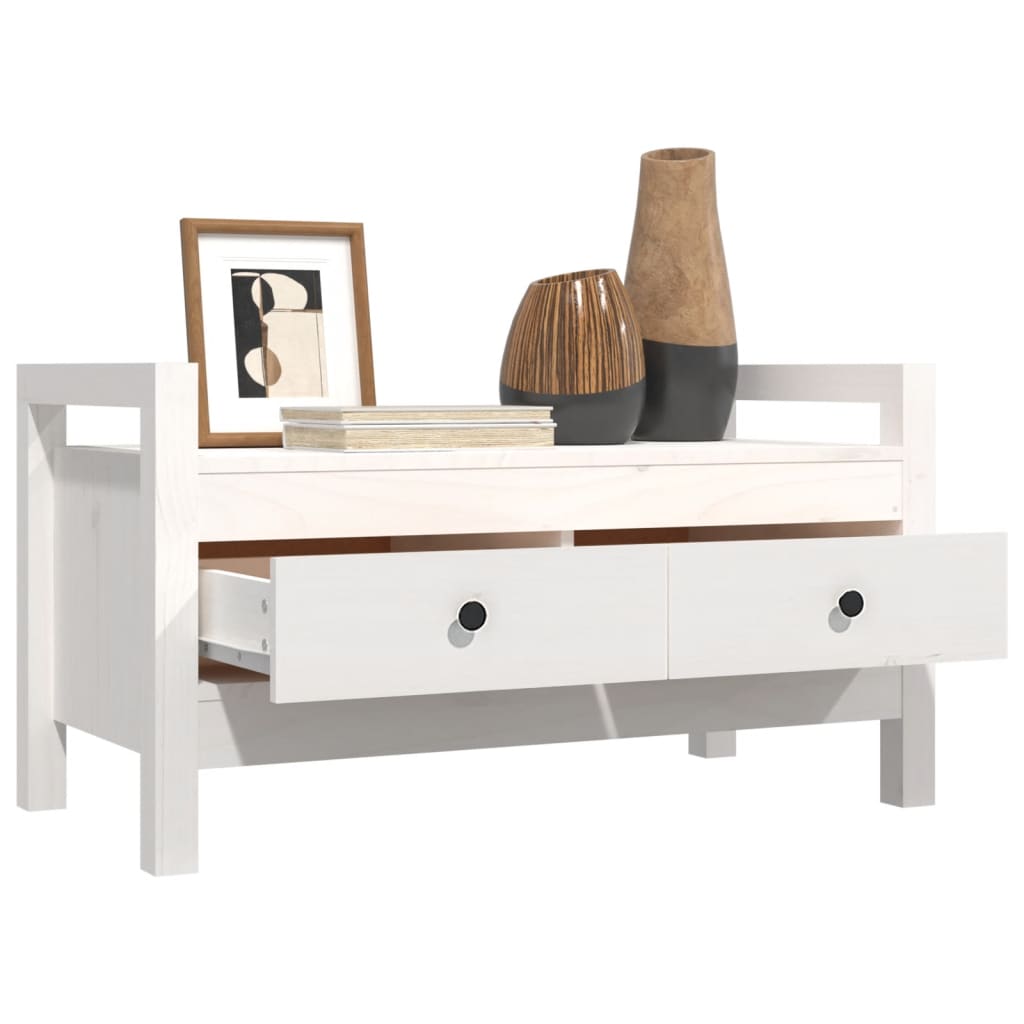 Hall Bench White 80x40x43 cm Solid Wood Pine - OLBRIT