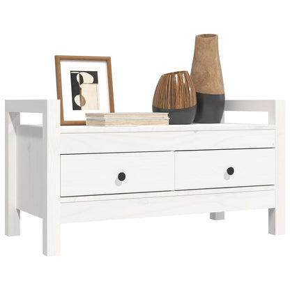 Hall Bench White 80x40x43 cm Solid Wood Pine - OLBRIT