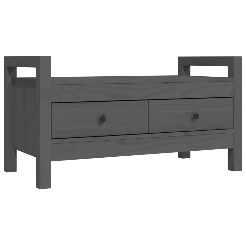 Hall Bench Grey 80x40x43 cm Solid Wood Pine - OLBRIT