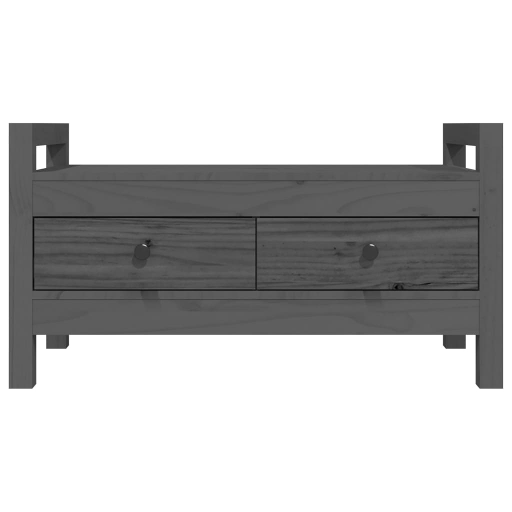 Hall Bench Grey 80x40x43 cm Solid Wood Pine - OLBRIT