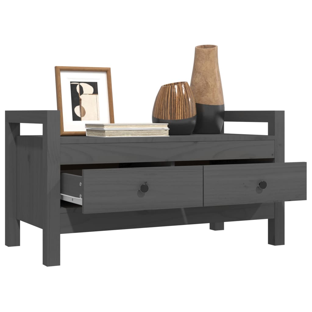 Hall Bench Grey 80x40x43 cm Solid Wood Pine - OLBRIT
