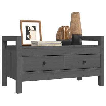 Hall Bench Grey 80x40x43 cm Solid Wood Pine - OLBRIT