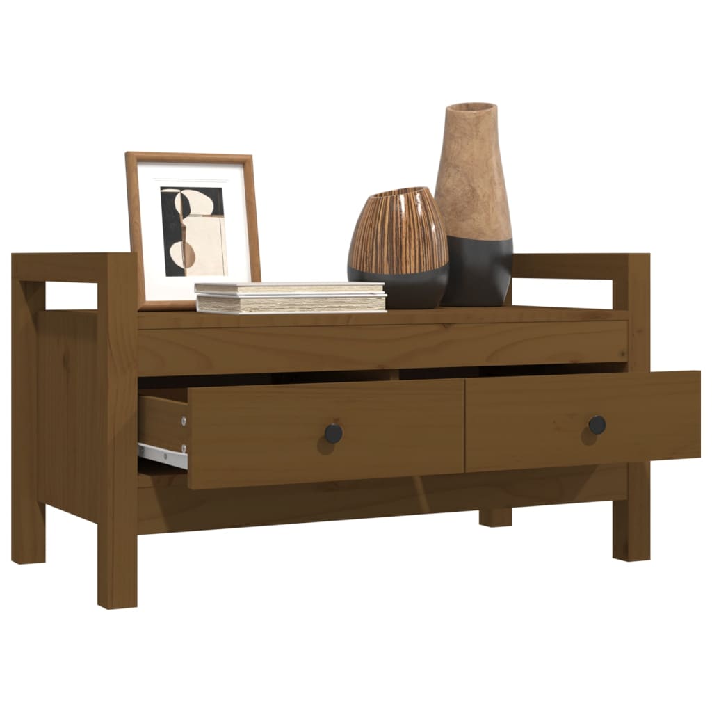 Hall Bench Honey Brown 80x40x43 cm Solid Wood Pine - OLBRIT
