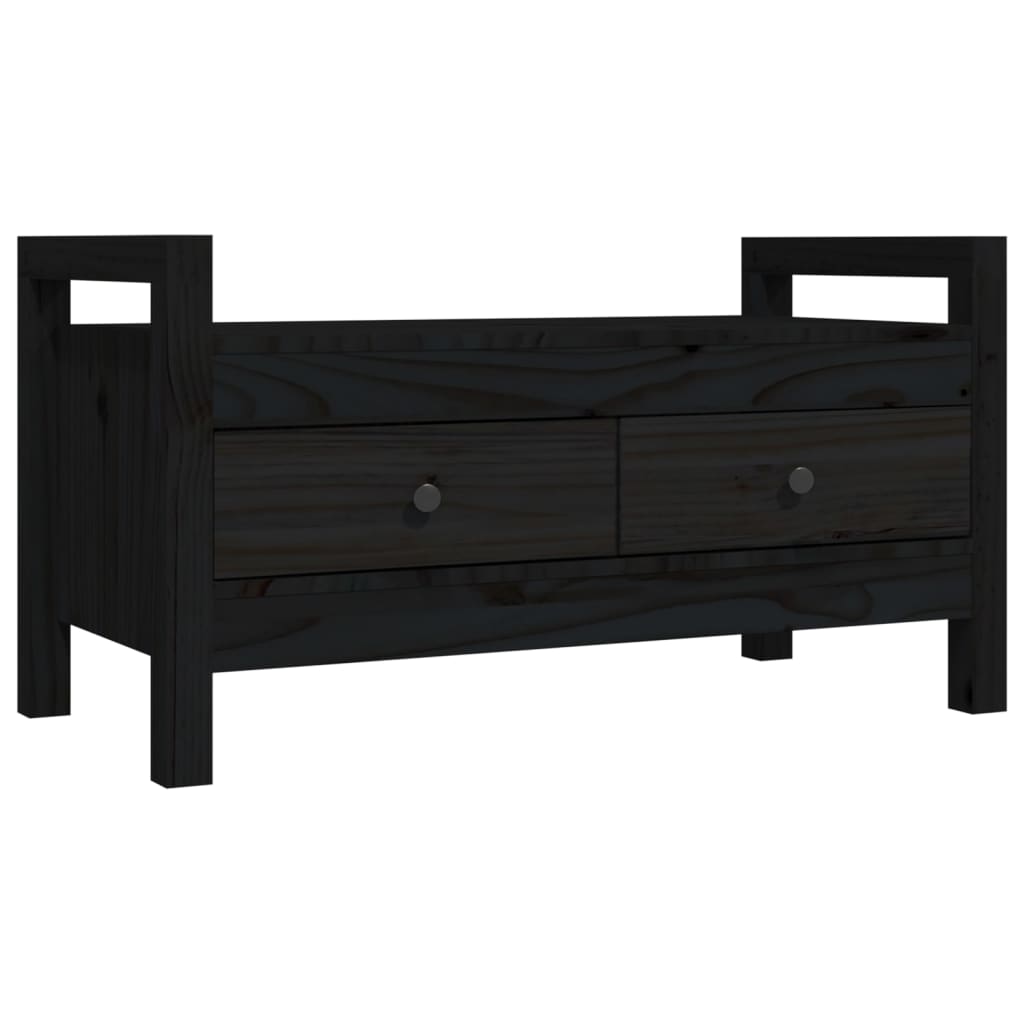 Hall Bench Black 80x40x43 cm Solid Wood Pine - OLBRIT