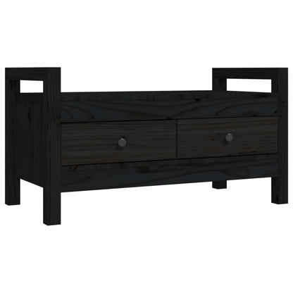 Hall Bench Black 80x40x43 cm Solid Wood Pine - OLBRIT