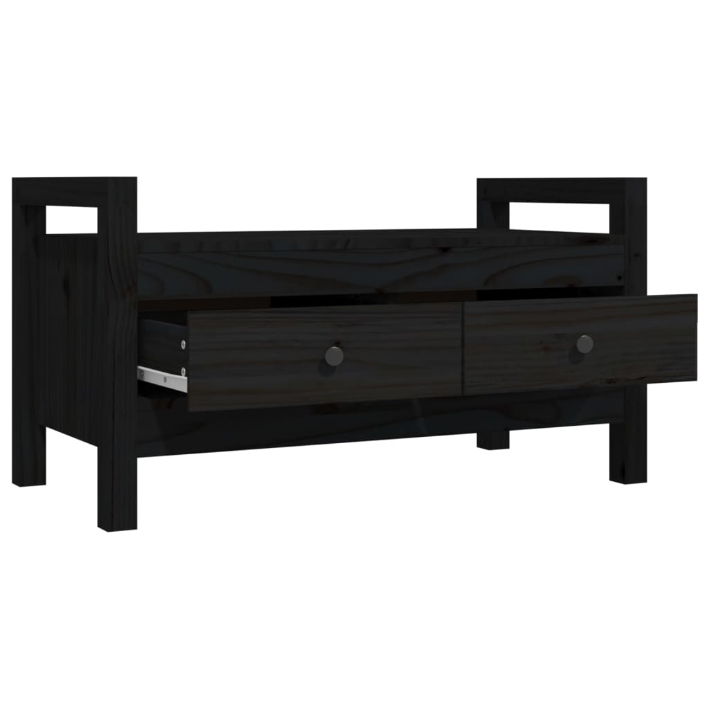 Hall Bench Black 80x40x43 cm Solid Wood Pine - OLBRIT