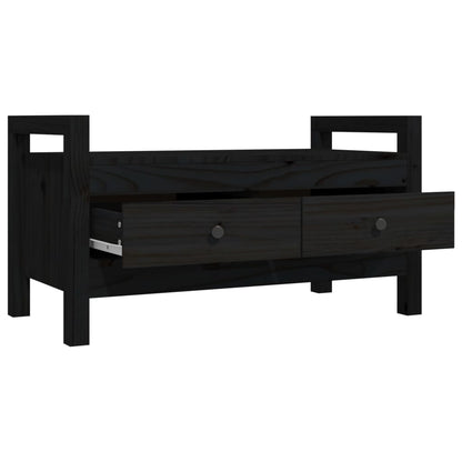 Hall Bench Black 80x40x43 cm Solid Wood Pine - OLBRIT