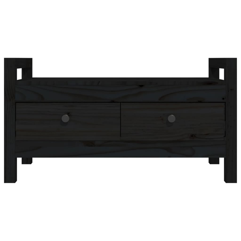 Hall Bench Black 80x40x43 cm Solid Wood Pine - OLBRIT