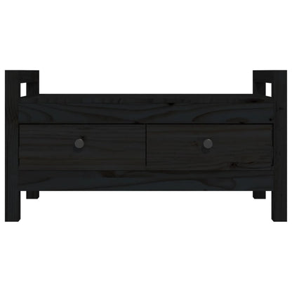 Hall Bench Black 80x40x43 cm Solid Wood Pine - OLBRIT