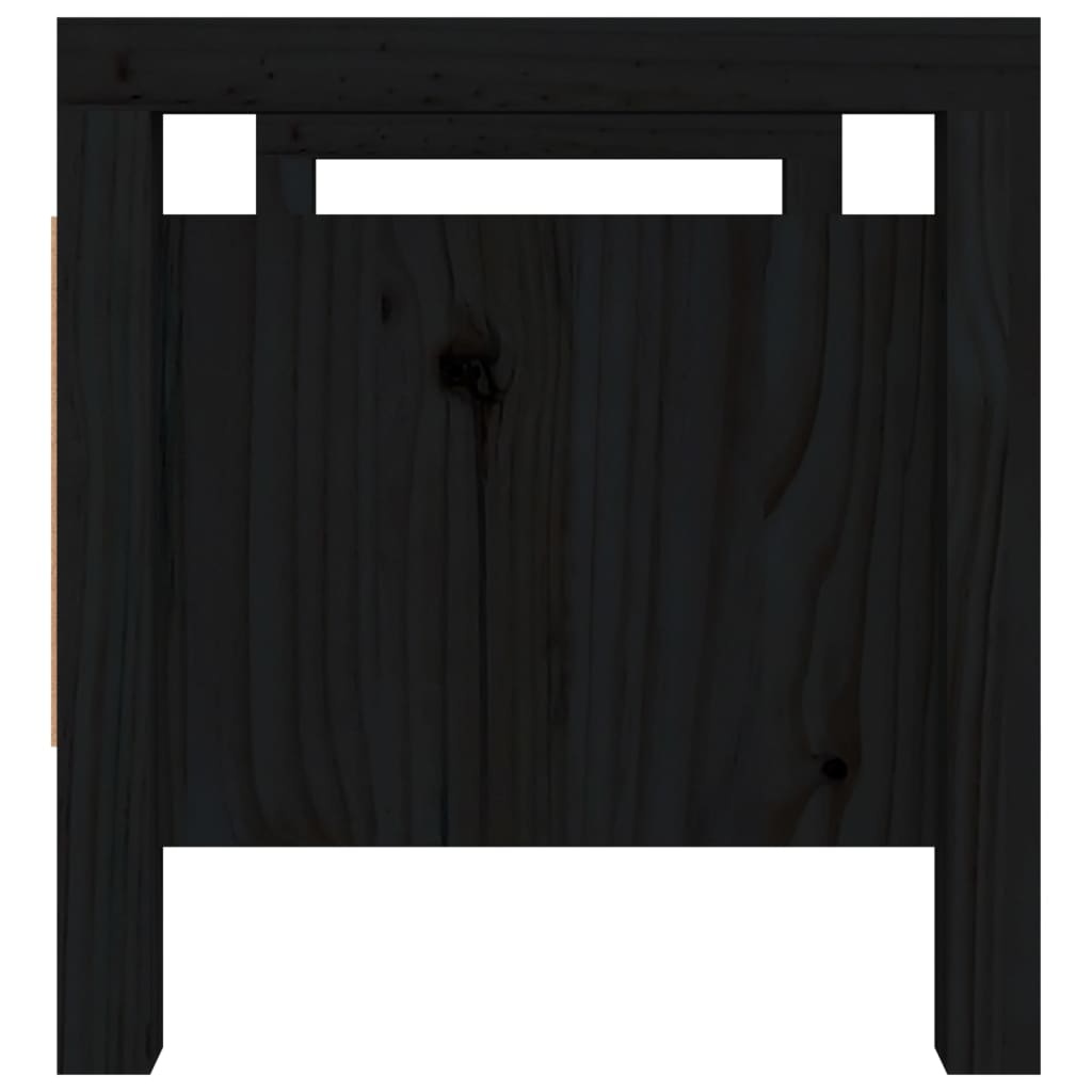 Hall Bench Black 80x40x43 cm Solid Wood Pine - OLBRIT