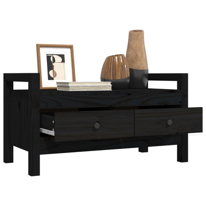 Hall Bench Black 80x40x43 cm Solid Wood Pine - OLBRIT