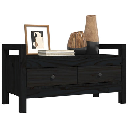 Hall Bench Black 80x40x43 cm Solid Wood Pine - OLBRIT