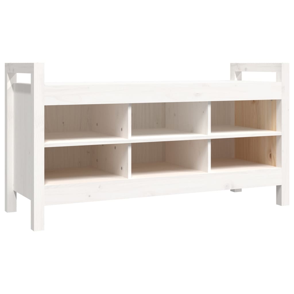 Hall Bench White 110x40x60 cm Solid Wood Pine - OLBRIT