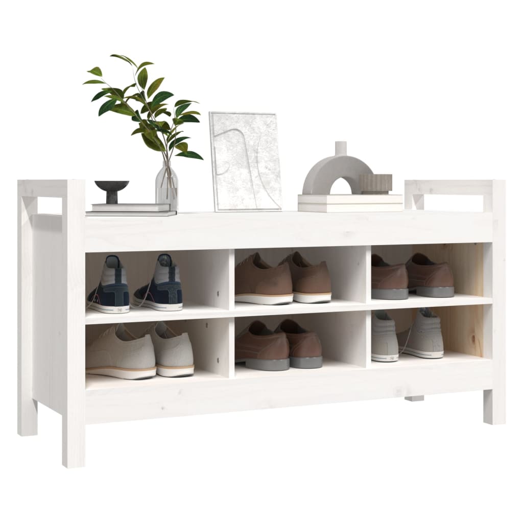 Hall Bench White 110x40x60 cm Solid Wood Pine - OLBRIT