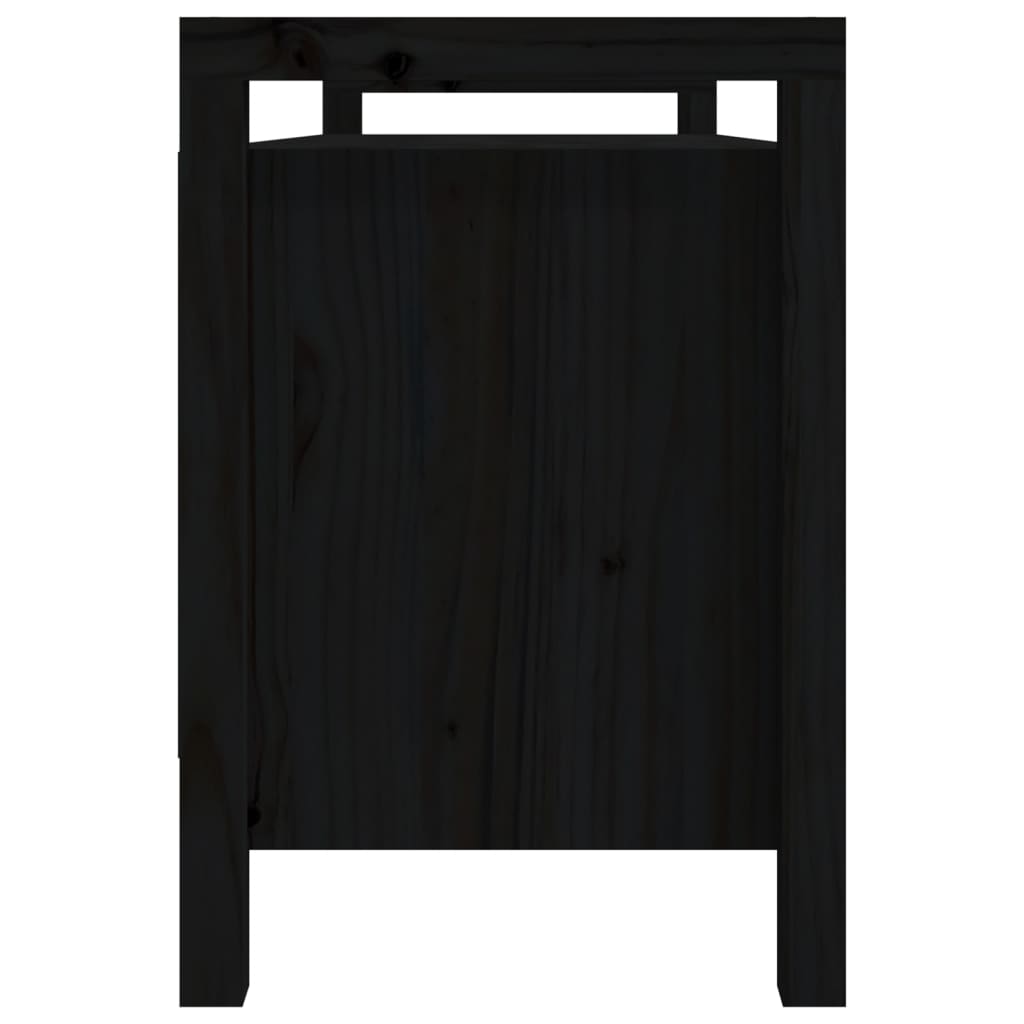 Hall Bench Black 110x40x60 cm Solid Wood Pine - OLBRIT