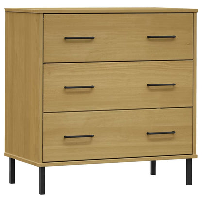 Sideboard with 3 Drawers Brown 77x40x79.5 cm Solid Wood OSLO - OLBRIT