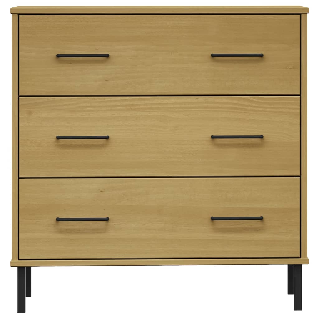 Sideboard with 3 Drawers Brown 77x40x79.5 cm Solid Wood OSLO - OLBRIT