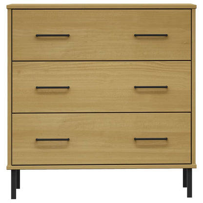 Sideboard with 3 Drawers Brown 77x40x79.5 cm Solid Wood OSLO - OLBRIT