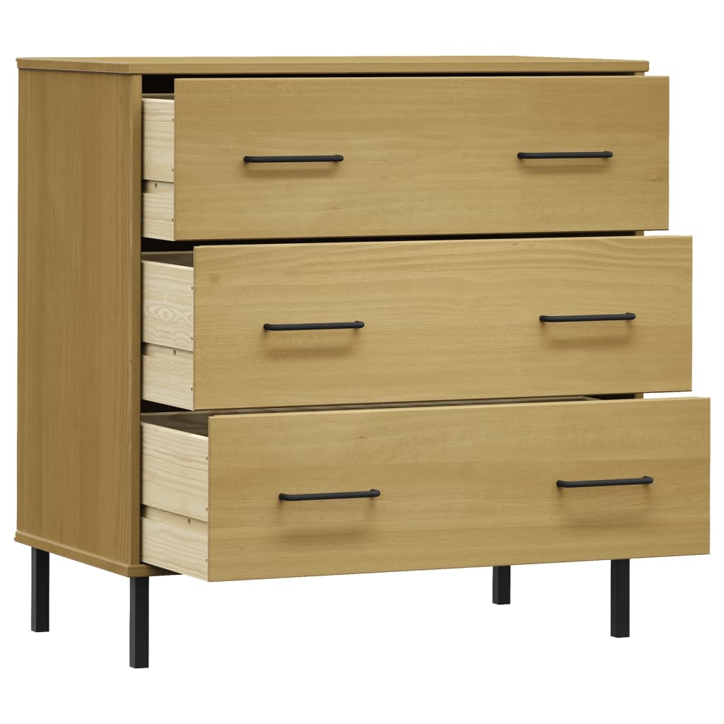 Sideboard with 3 Drawers Brown 77x40x79.5 cm Solid Wood OSLO - OLBRIT