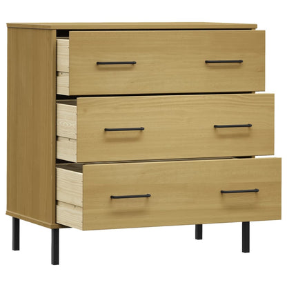 Sideboard with 3 Drawers Brown 77x40x79.5 cm Solid Wood OSLO - OLBRIT
