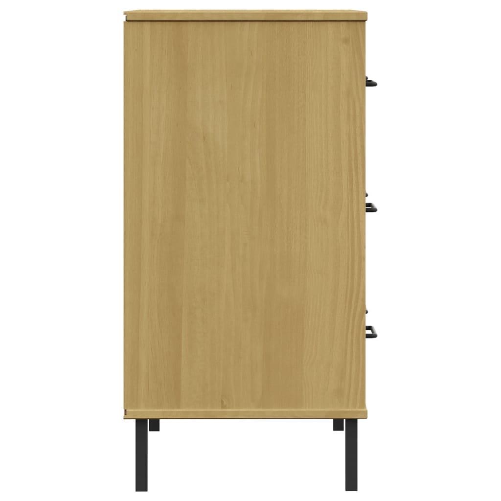 Sideboard with 3 Drawers Brown 77x40x79.5 cm Solid Wood OSLO - OLBRIT
