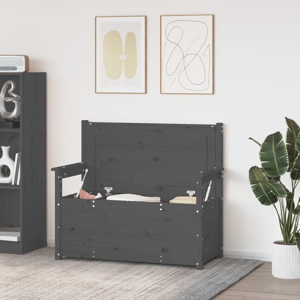 Bench Grey 112.5x51.5x96.5 cm Solid Wood Pine - OLBRIT