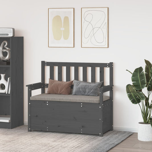 Bench Grey 112.5x51.5x96.5 cm Solid Wood Pine - OLBRIT