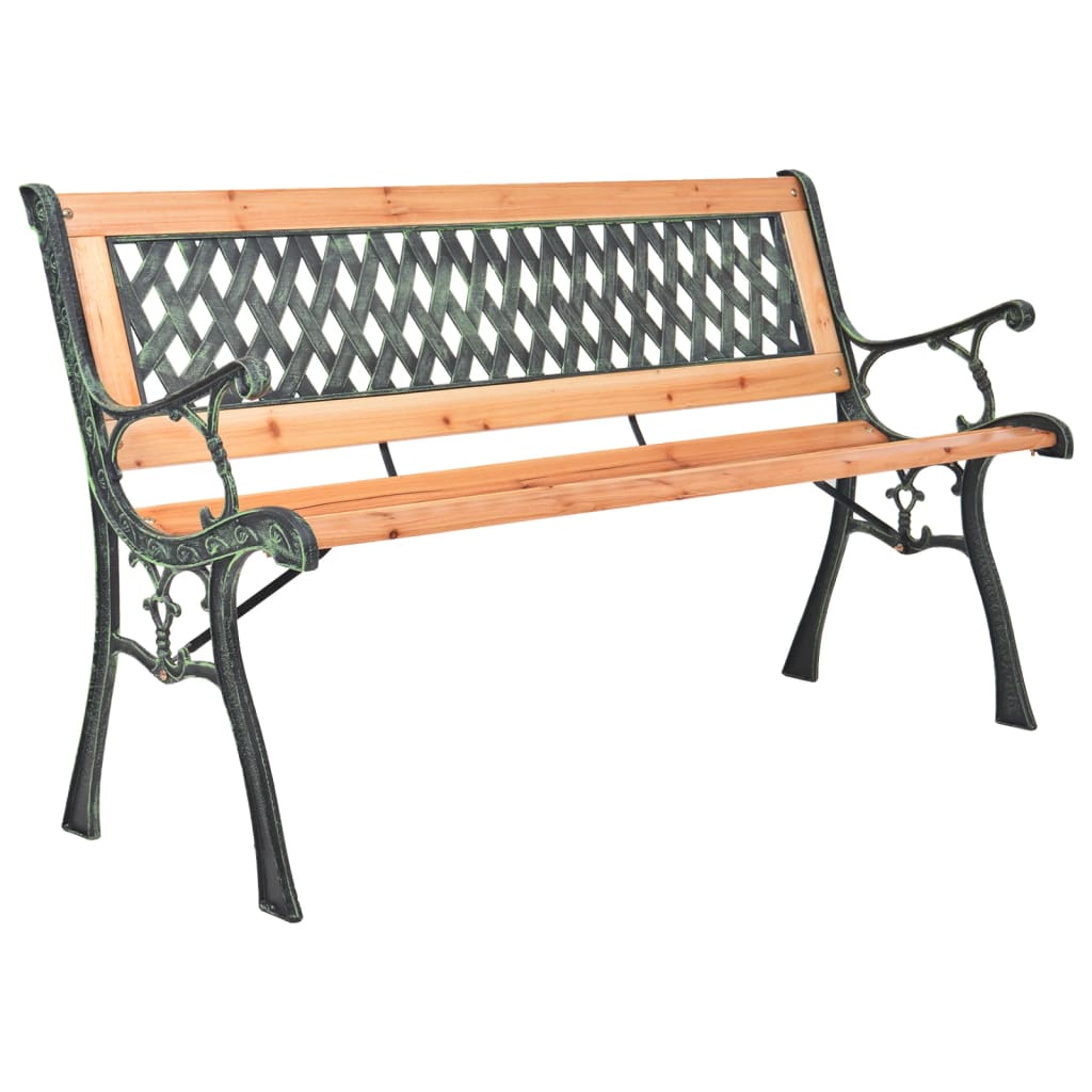 Garden Bench 116 cm Cast Iron and Solid Wood Fir - OLBRIT