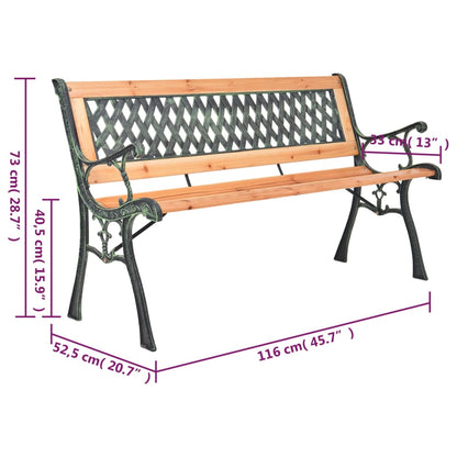 Garden Bench 116 cm Cast Iron and Solid Wood Fir - OLBRIT