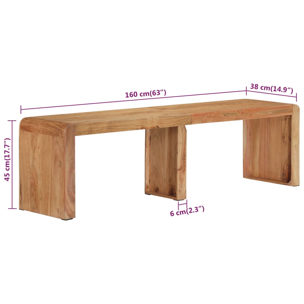 Bench 160x38x45 cm Solid Wood Acacia - OLBRIT