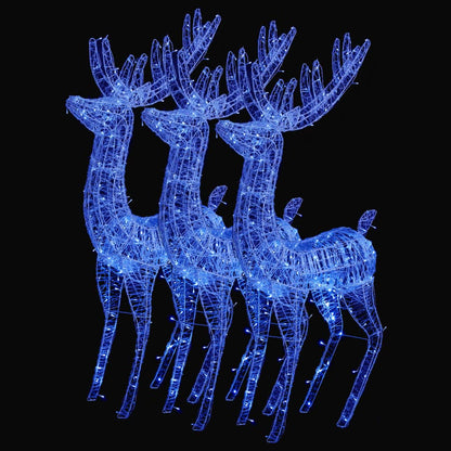 XXL Acrylic Christmas Reindeers 250 LED 3 pcs 180 cm Blue - OLBRIT