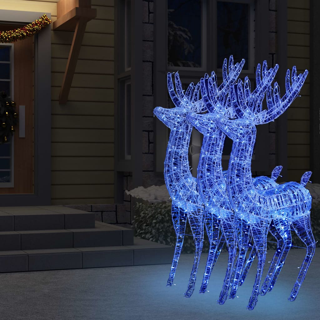 XXL Acrylic Christmas Reindeers 250 LED 3 pcs 180 cm Blue - OLBRIT