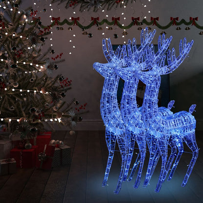 XXL Acrylic Christmas Reindeers 250 LED 3 pcs 180 cm Blue - OLBRIT