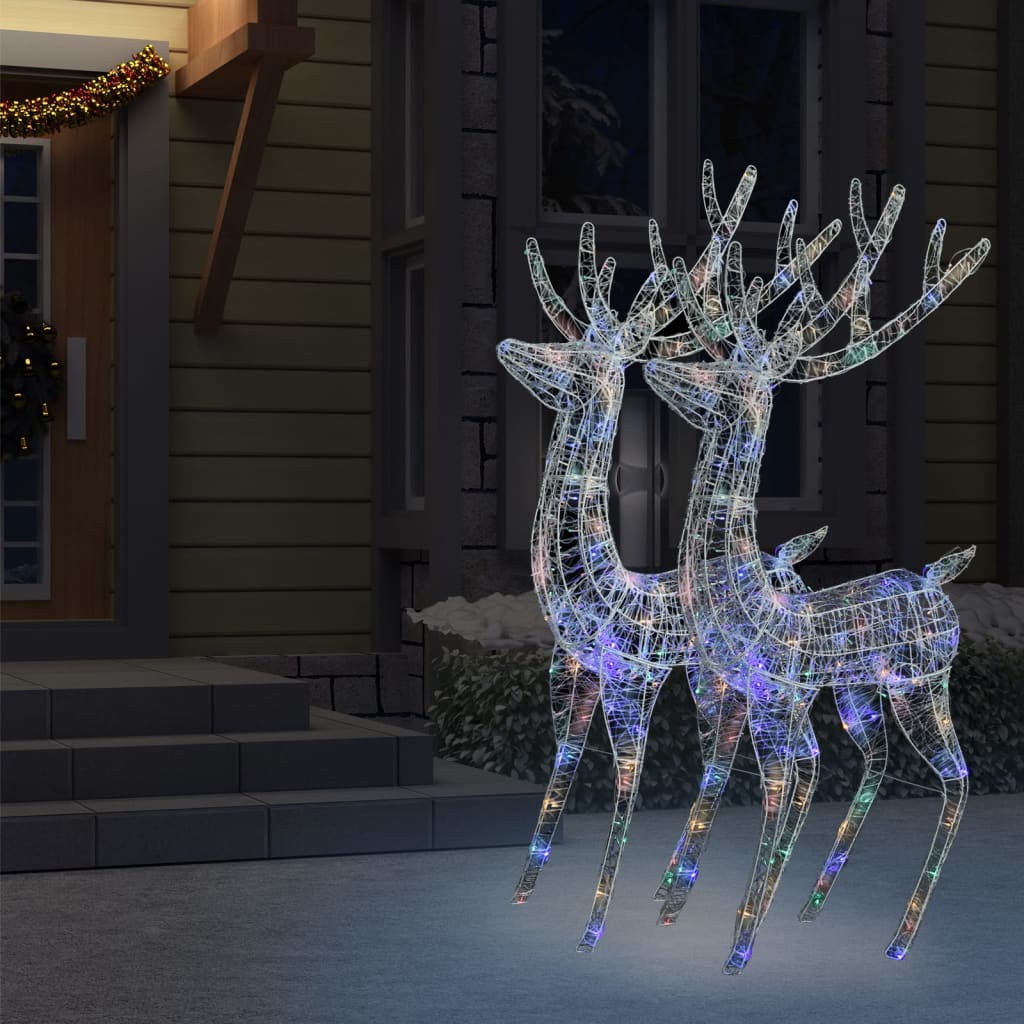 XXL Acrylic Christmas Reindeers 250 LED 2 pcs 180 cm Multicolour - OLBRIT