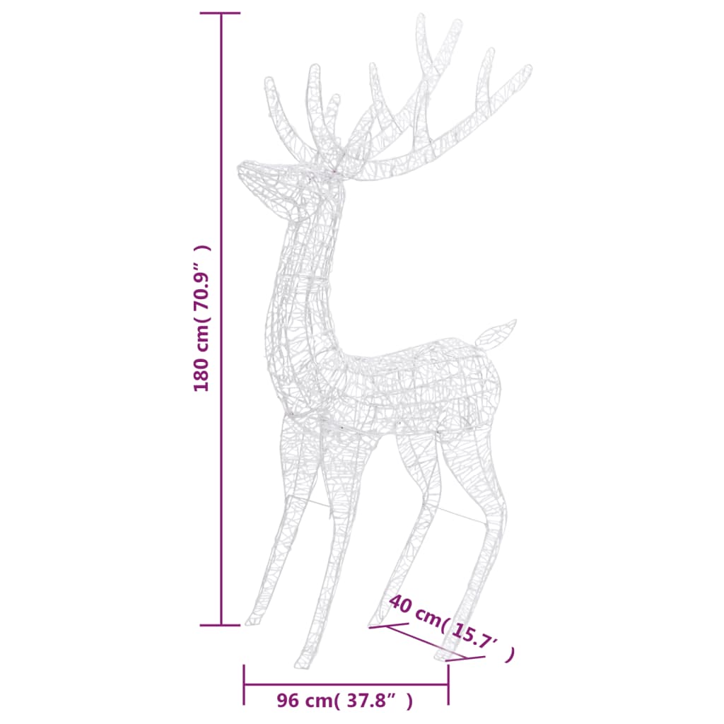 XXL Acrylic Christmas Reindeers 250 LED 2 pcs 180 cm Multicolour - OLBRIT