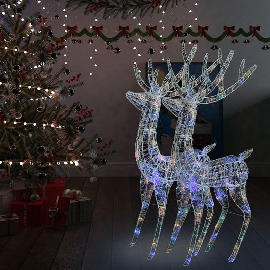 XXL Acrylic Christmas Reindeers 250 LED 2 pcs 180 cm Multicolour - OLBRIT