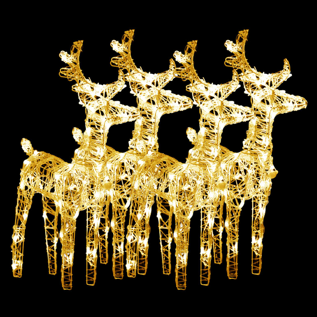 Christmas Reindeers 4 pcs Warm White 160 LEDs Acrylic - OLBRIT