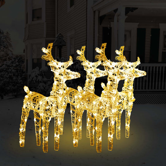 Christmas Reindeers 4 pcs Warm White 160 LEDs Acrylic - OLBRIT