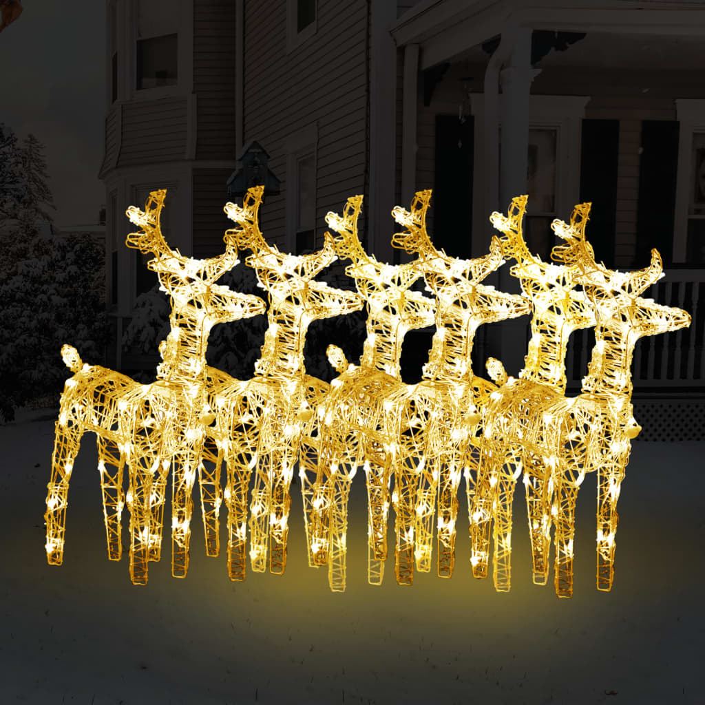 Christmas Reindeers 6 pcs Warm White 240 LEDs Acrylic - OLBRIT