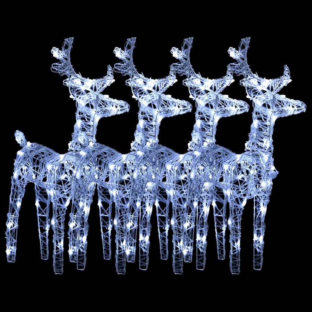 Christmas Reindeers 4 pcs Cold White 160 LEDs Acrylic - OLBRIT